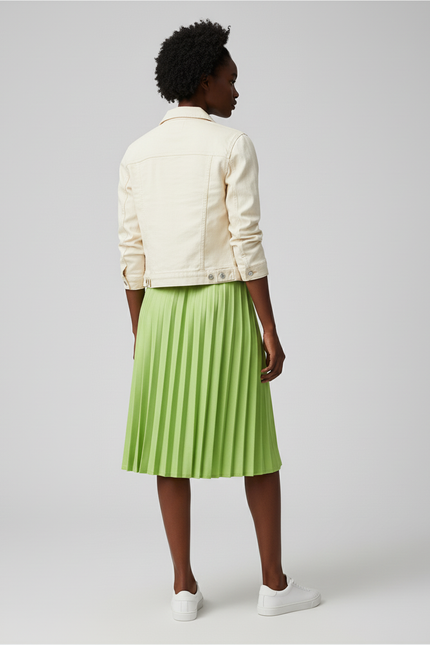 Jupe Patineuse Plissée Fluide Verte