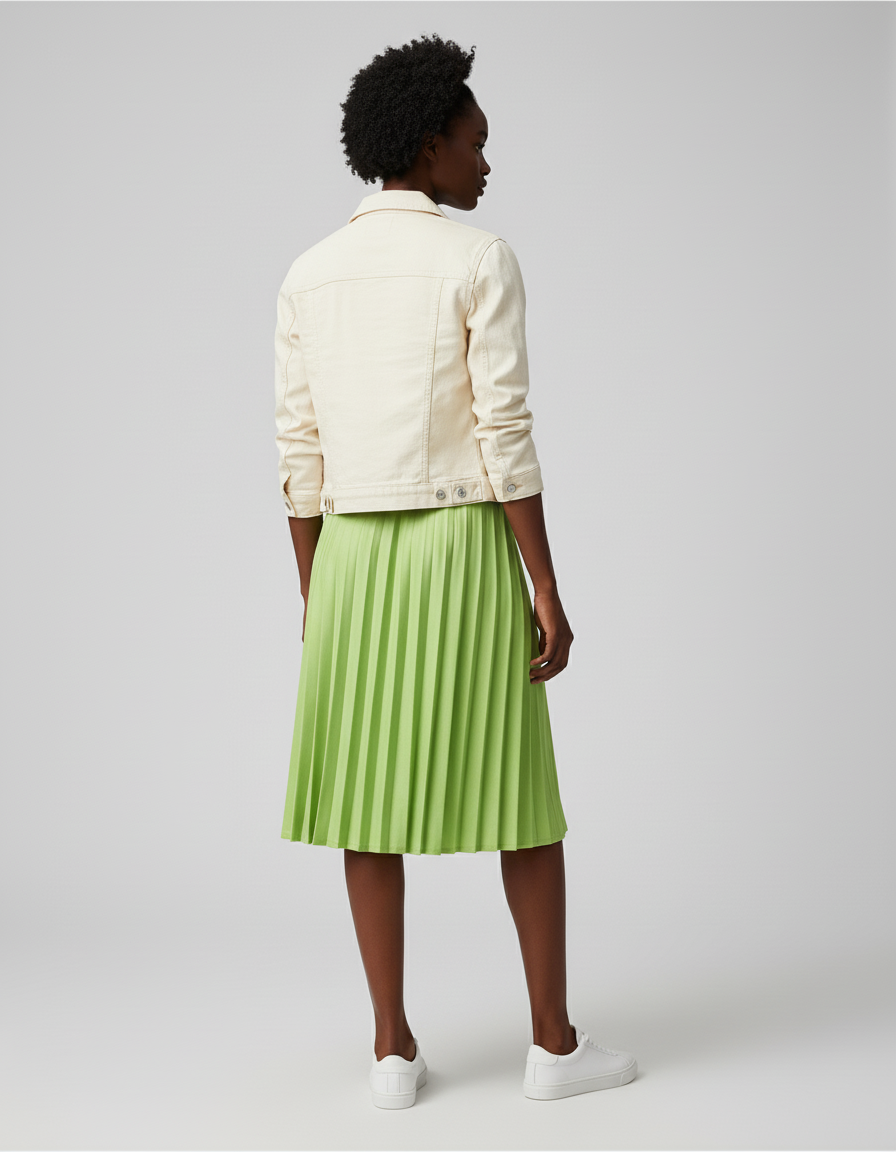 Jupe Patineuse Plissée Fluide Verte