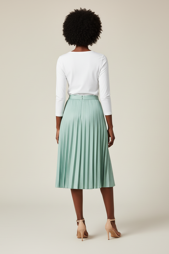 Jupe Patineuse Menthe Plissée Fluide