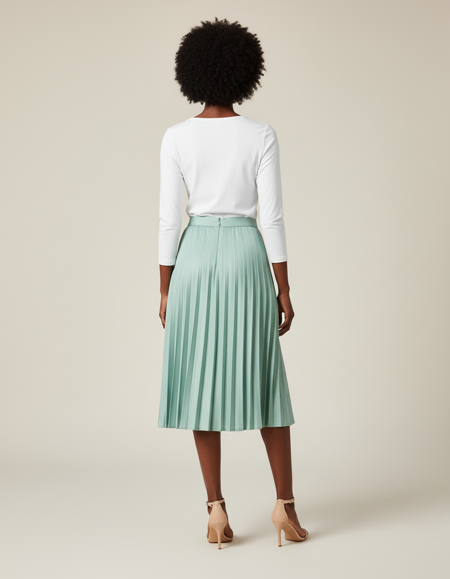 Jupe Patineuse Menthe Plissée Fluide