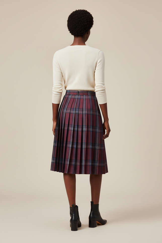 Jupe Patineuse Plissée Écossaise Chic