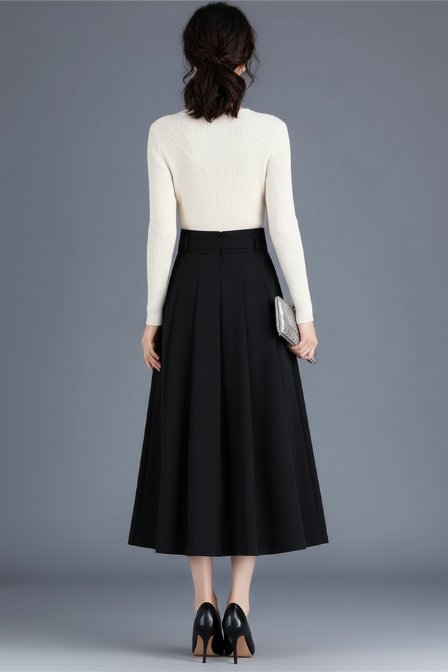 Jupe Patineuse Noire Longue