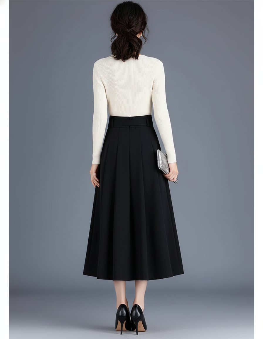 Jupe Patineuse Noire Longue