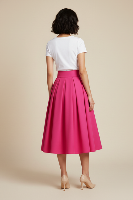 Jupe Patineuse Rose Plissée Chic