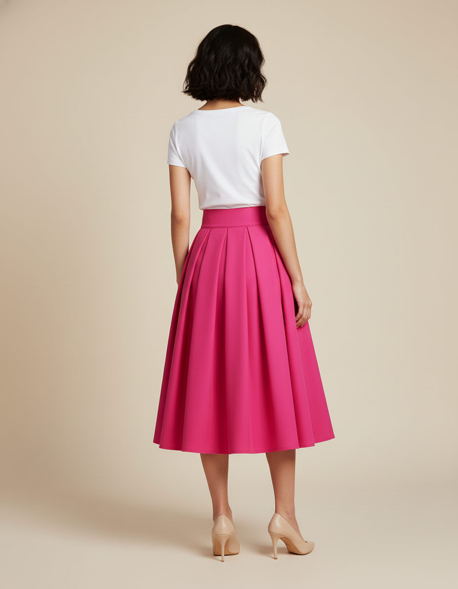 Jupe Patineuse Rose Plissée Chic