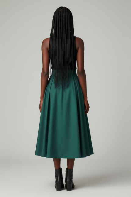 Jupe Patineuse Verte Plissée Élégante Originale
