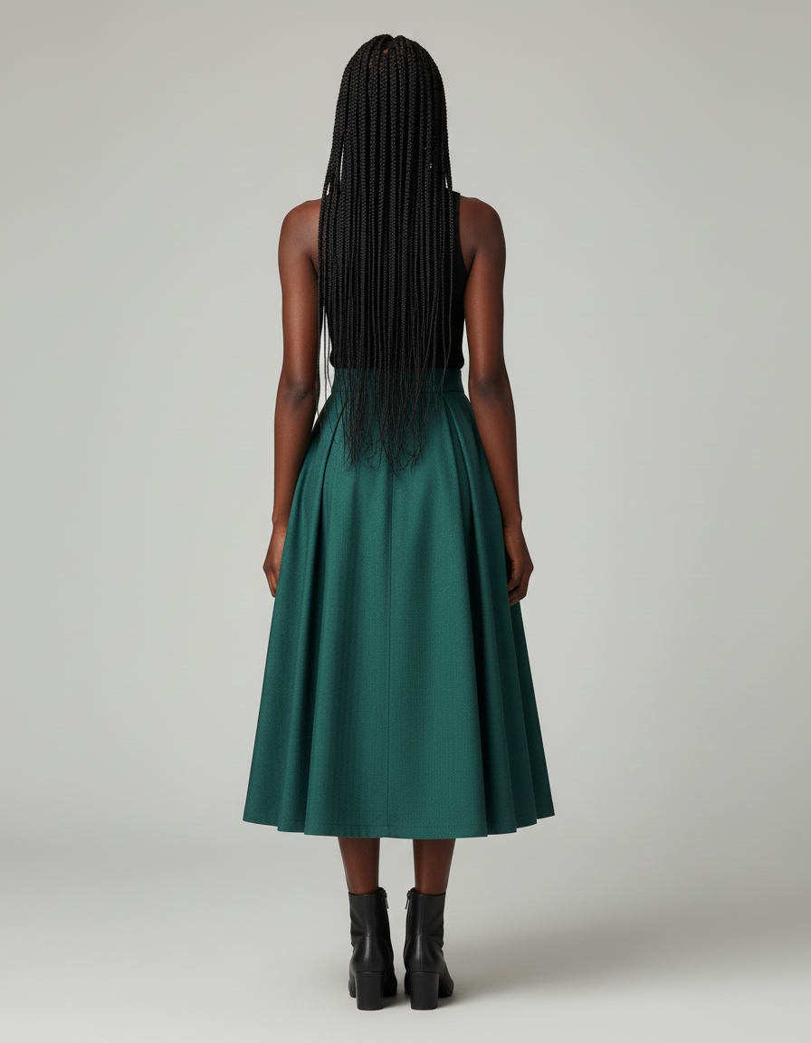 Jupe Patineuse Verte Plissée Élégante Originale