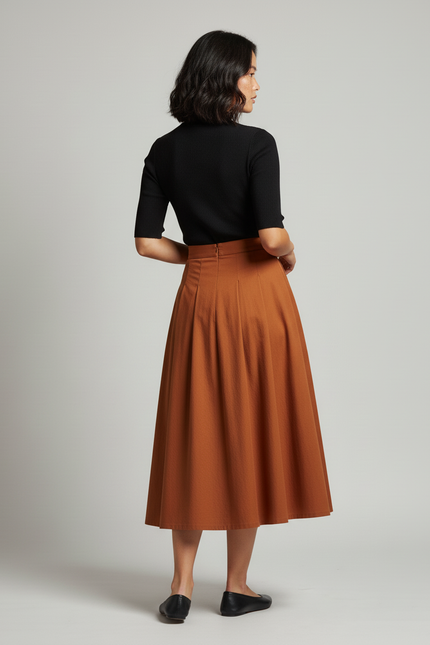 Jupe Patineuse Rouille Plissée Élégante
