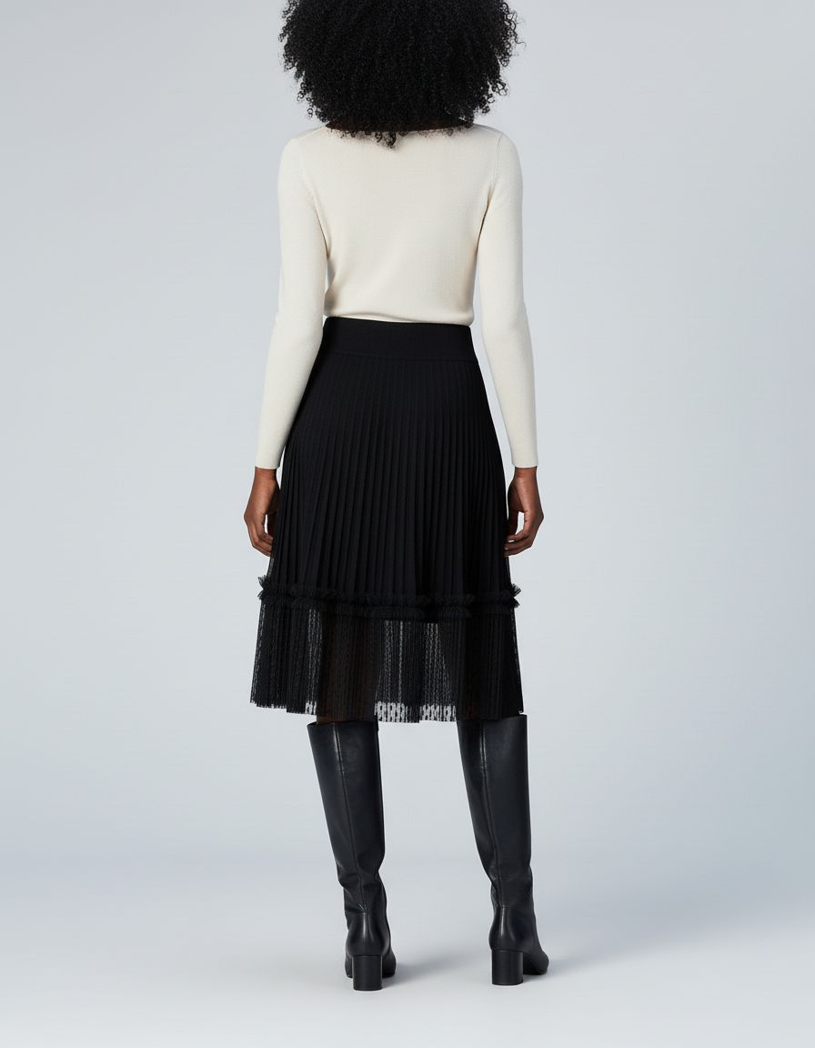 Jupe Patineuse Plissée Dentelle Chic