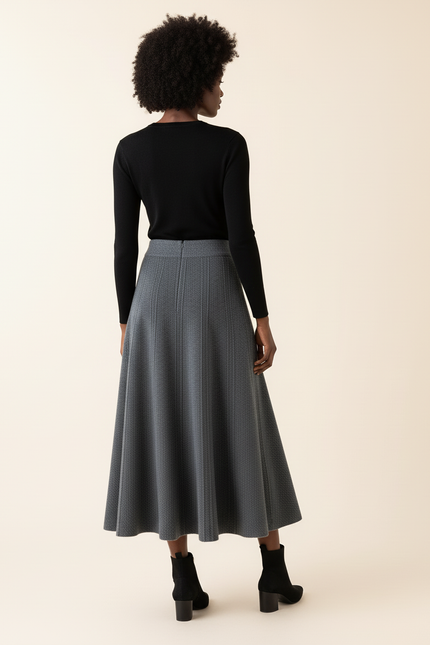 Jupe Patineuse Midi Grise Élégante