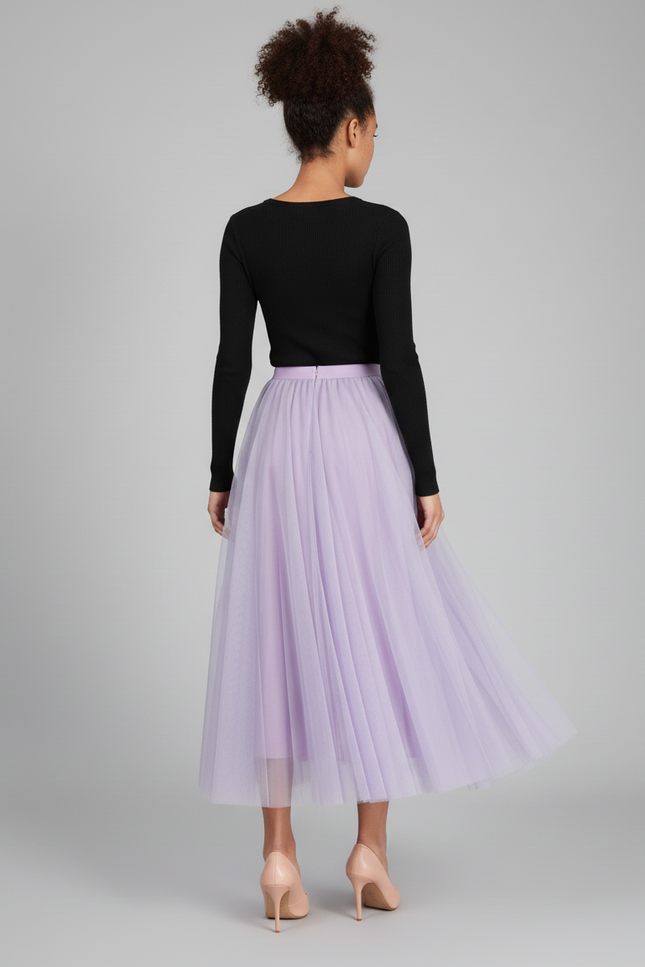 Jupe Patineuse Tulle Lavande Élégante