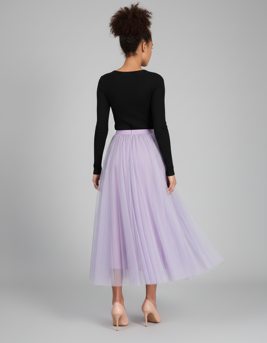Jupe Patineuse Tulle Lavande Élégante
