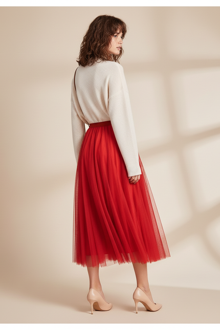Jupe Patineuse Rouge Tulle Élégante