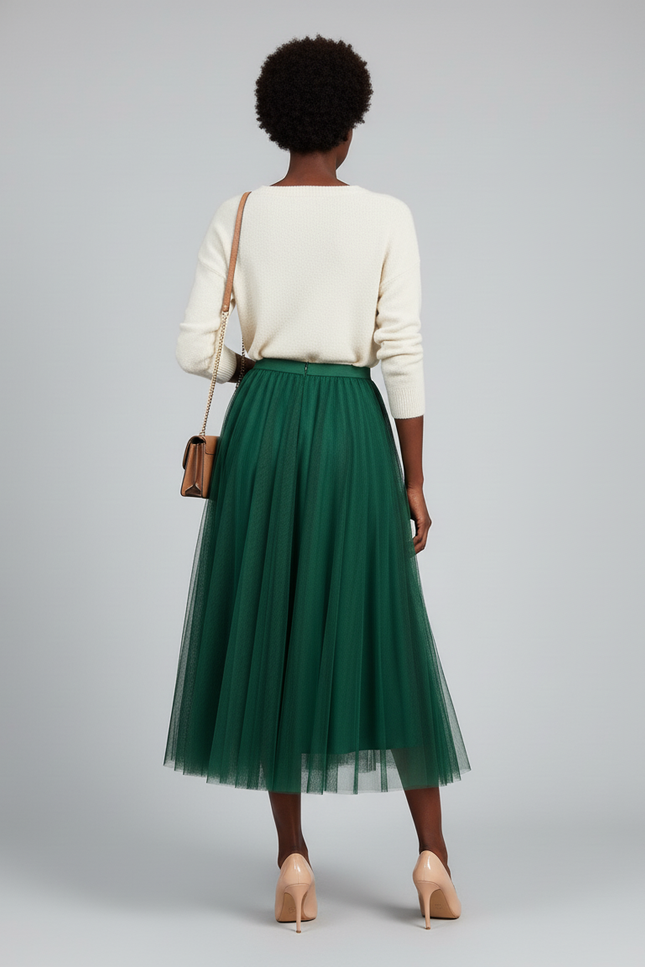 Jupe Mi Longue Patineuse Bouffante