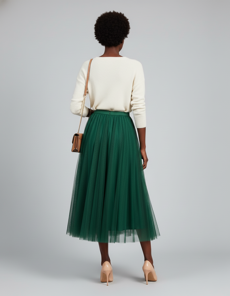 Jupe Mi Longue Patineuse Bouffante