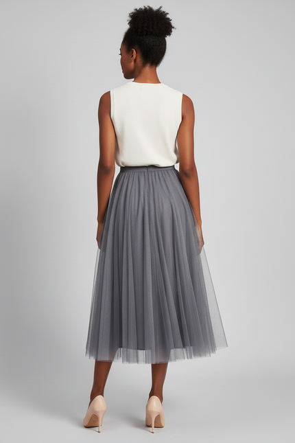 Jupe Patineuse Tulle Grise Élégante