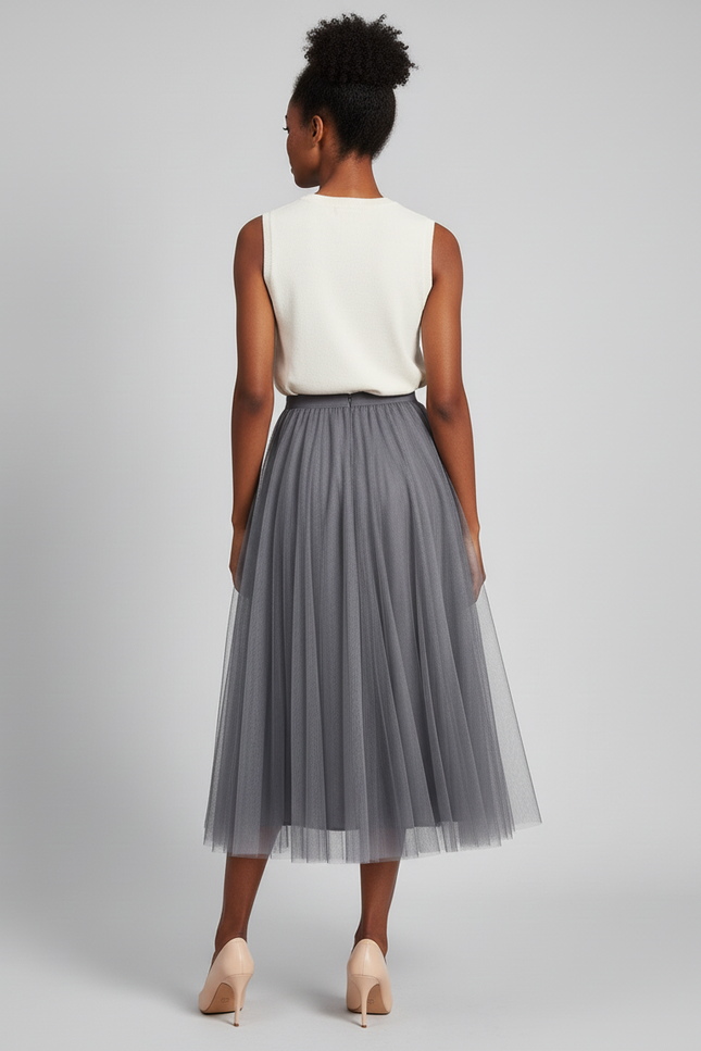 Jupe Patineuse Tulle Grise Élégante
