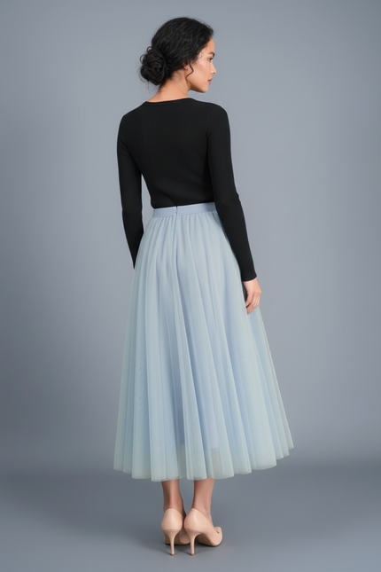 Jupe Patineuse Bleu Ciel Tulle Élégante