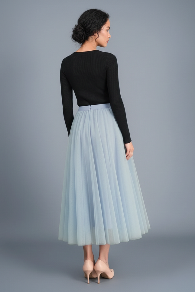 Jupe Patineuse Bleu Ciel Tulle Élégante