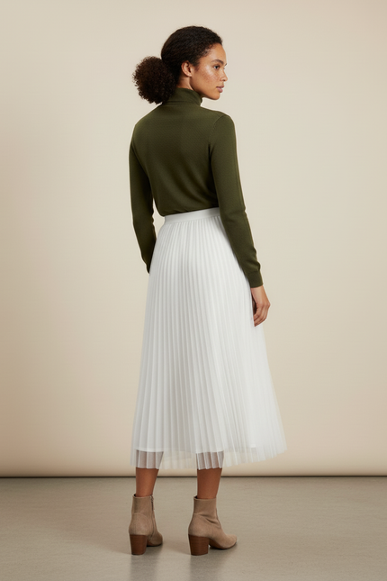 Jupe Patineuse Blanche Plissée Élégante