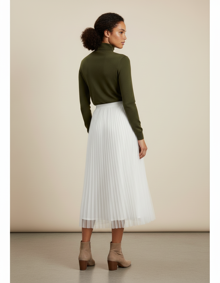 Jupe Patineuse Blanche Plissée Élégante