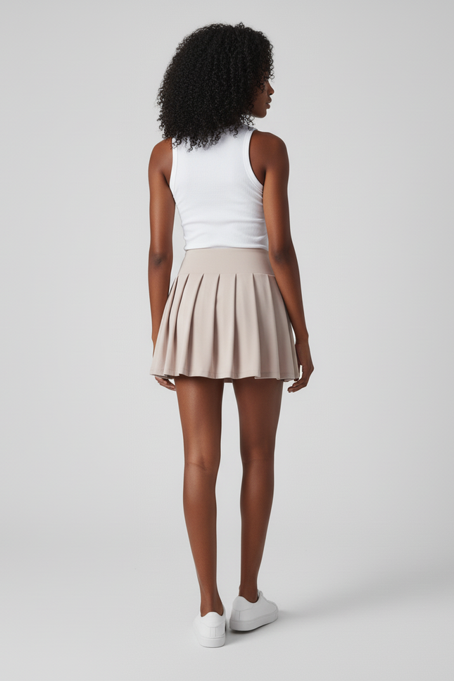 Jupe Patineuse Beige Plissée Athlétique