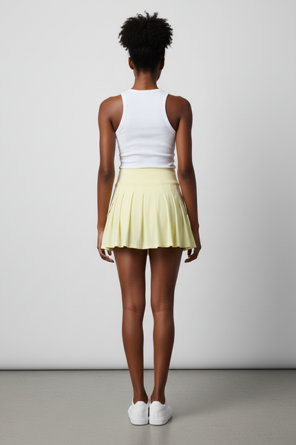 Jupe Patineuse Jaune Pâle Plissée Sport