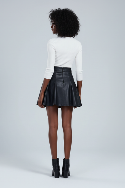 Jupe Patineuse Noire Cuir Élégante