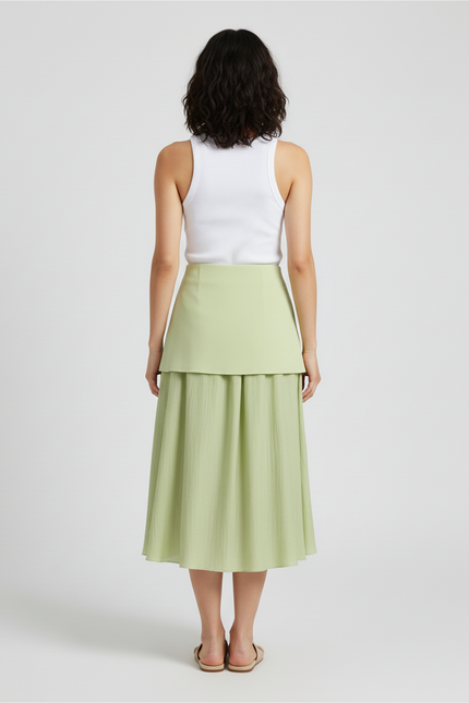 Jupe Patineuse Vert Pistache Plissée Élégante