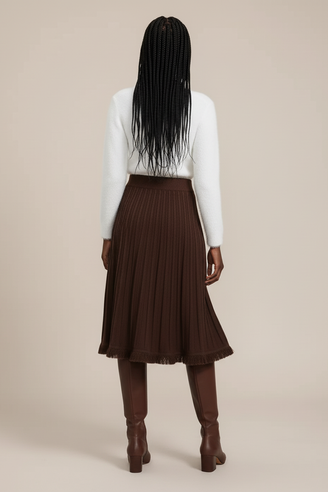 Jupe Patineuse Maille Plissée Chic