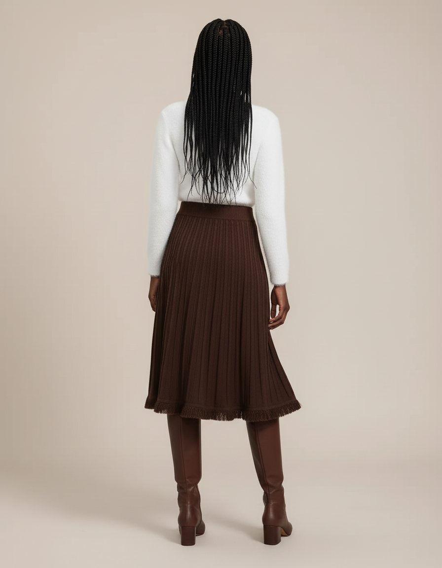 Jupe Patineuse Maille Plissée Chic