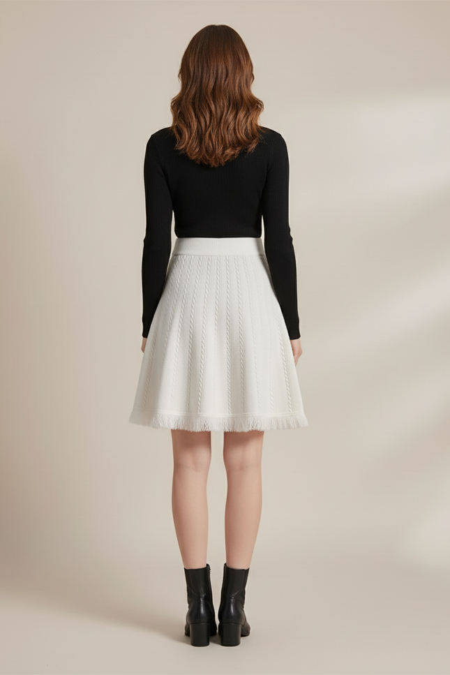Jupe Patineuse Tricotée Franges Chic