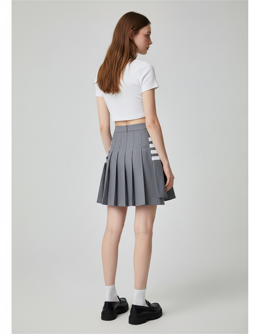 Jupe Patineuse Grise Plissée Y2K