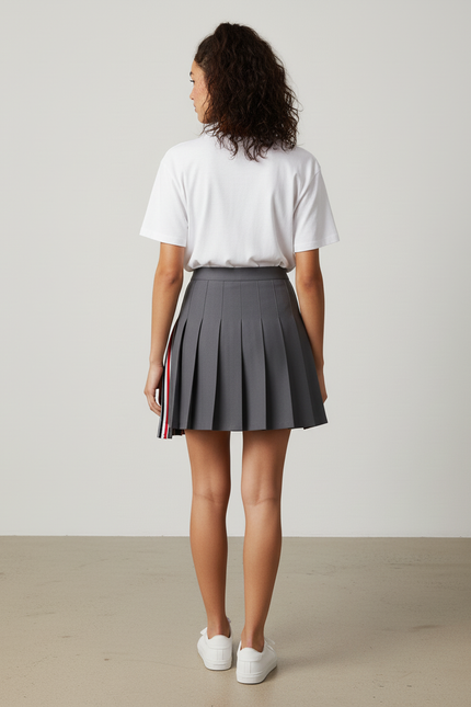 Jupe Patineuse Grise Plissée Décontractée Confortable