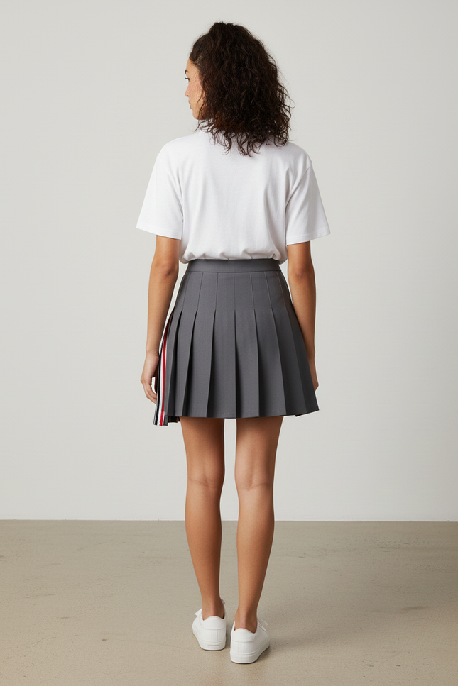 Jupe Patineuse Grise Plissée Décontractée Confortable