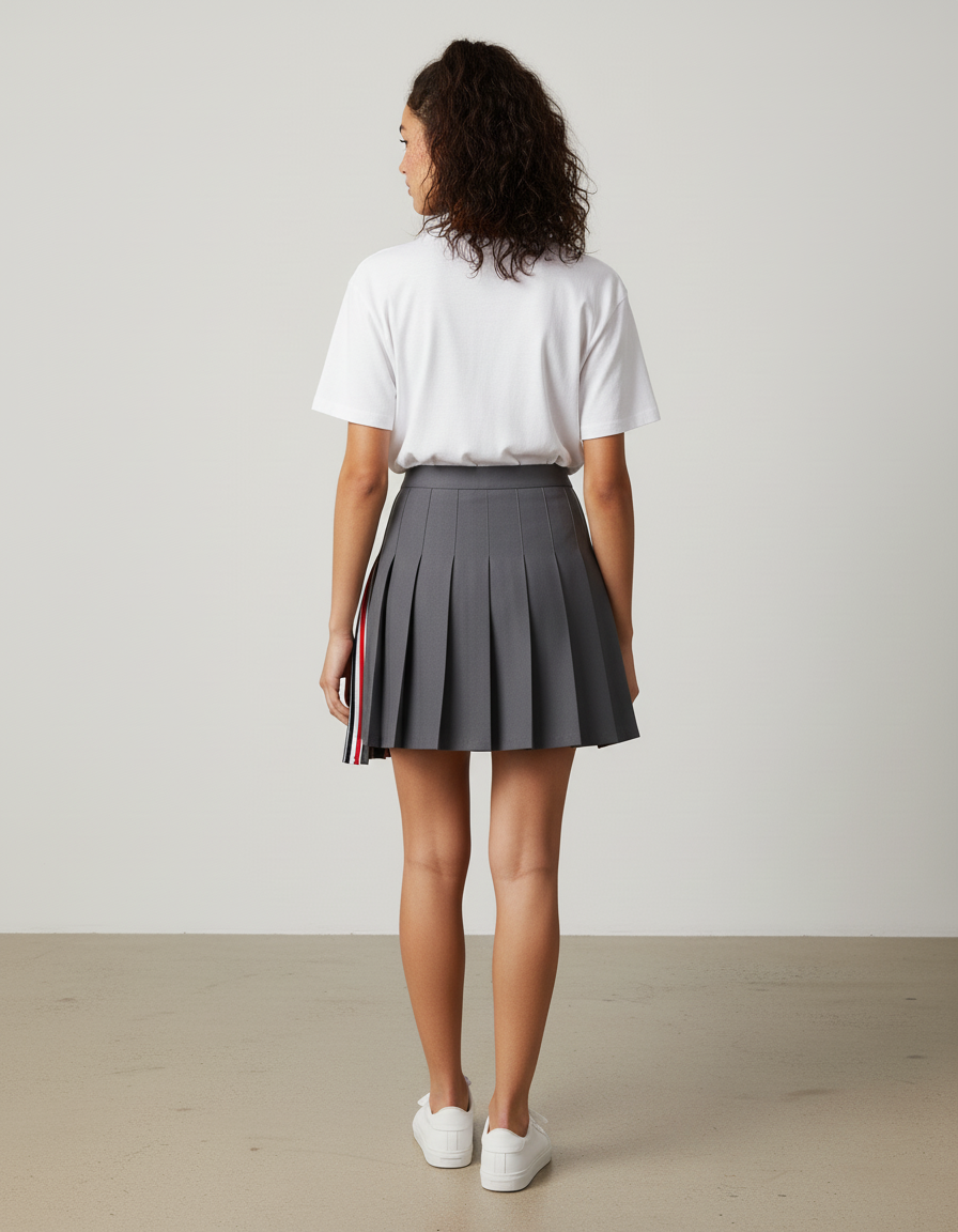 Jupe Patineuse Grise Plissée Décontractée Confortable