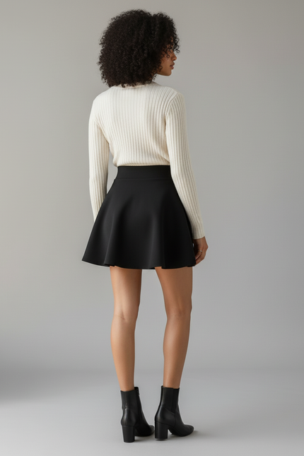 Jupe Patineuse Noire Évasée Chic