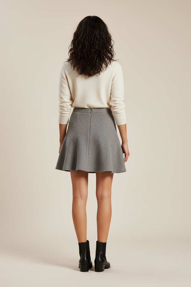 Jupe Patineuse Grise Maille Élégante