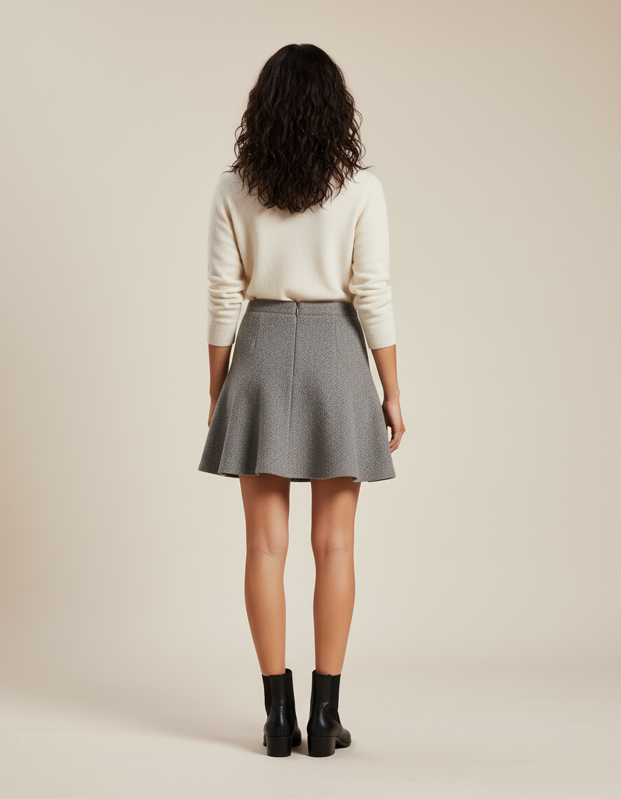 Jupe Patineuse Grise Maille Élégante