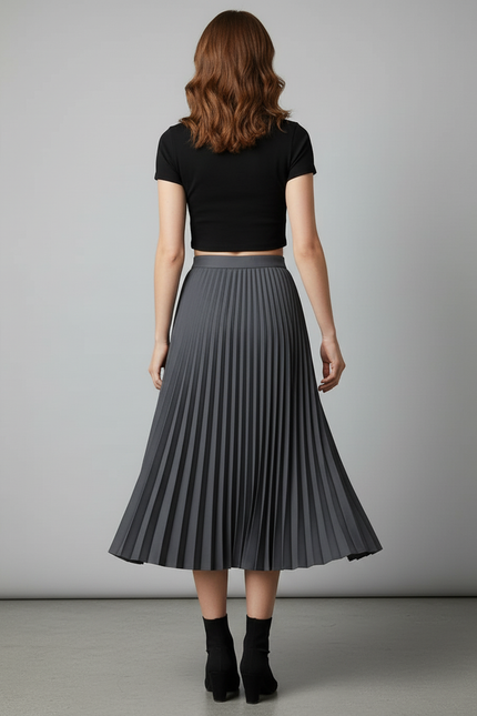 Jupe Patineuse Grise Plissée Élégante Moderne