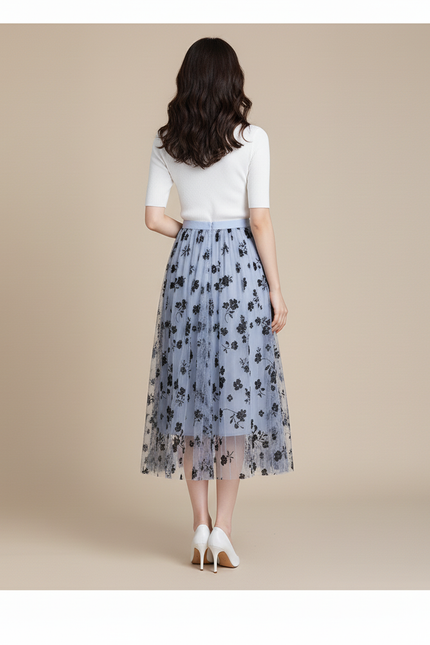 Jupe Patineuse Mi Longue Fleurie