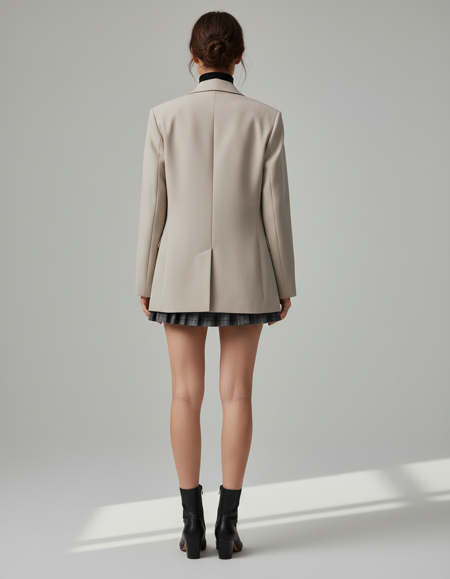 Jupe Patineuse Plissée Carreaux Gris Chic