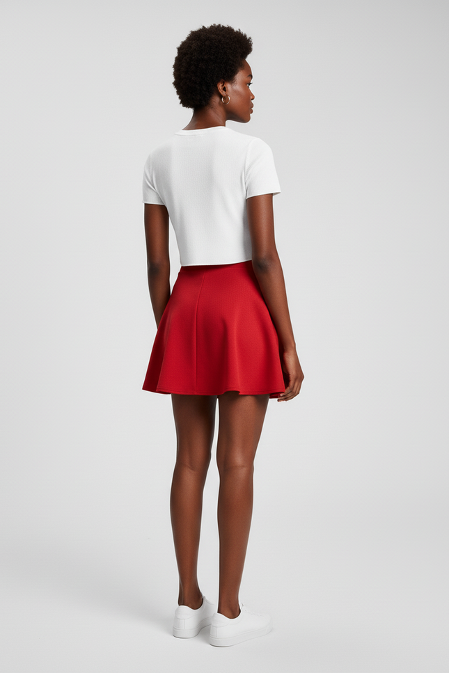 Jupe Patineuse Rouge Évasée Fluide