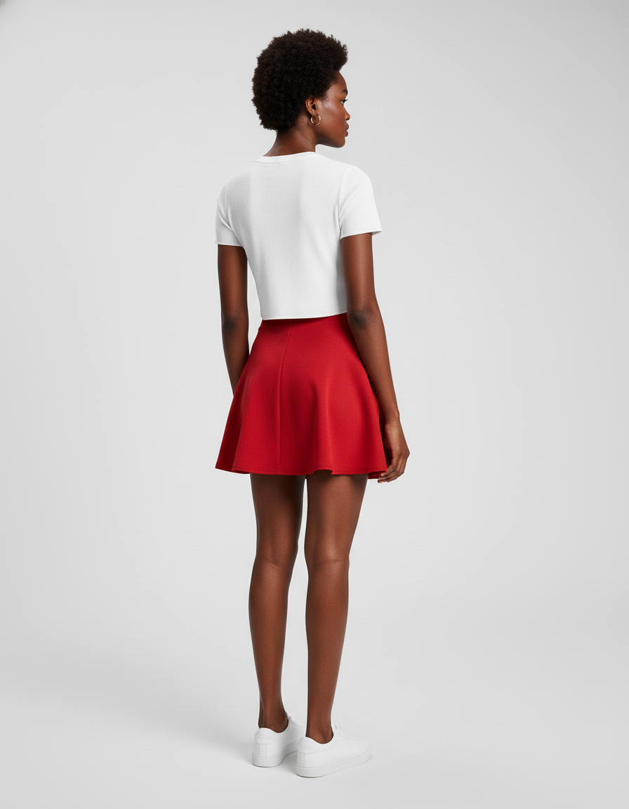 Jupe Patineuse Rouge Évasée Fluide