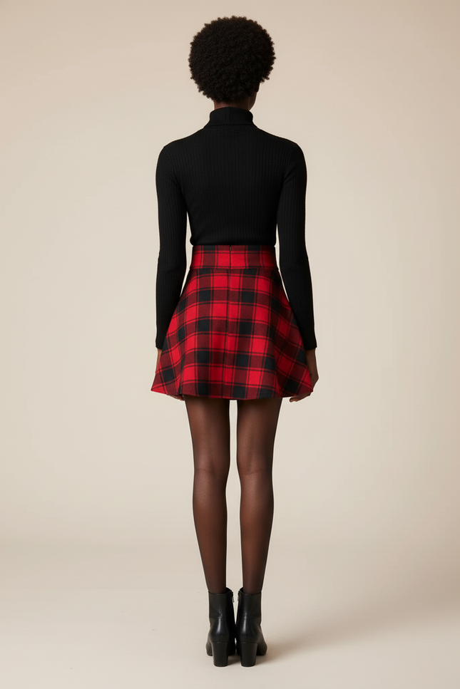 Jupe Patineuse Écossaise Laçage Chic