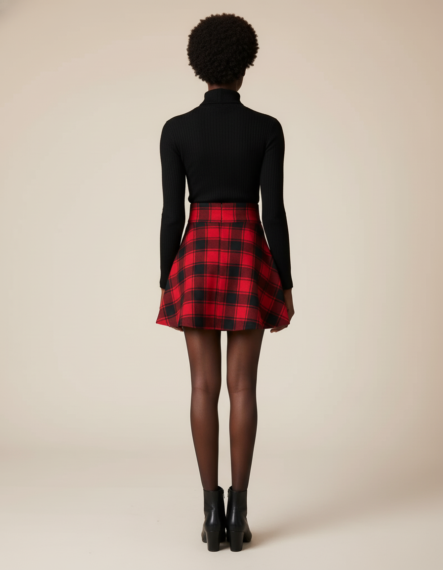 Jupe Patineuse Écossaise Laçage Chic