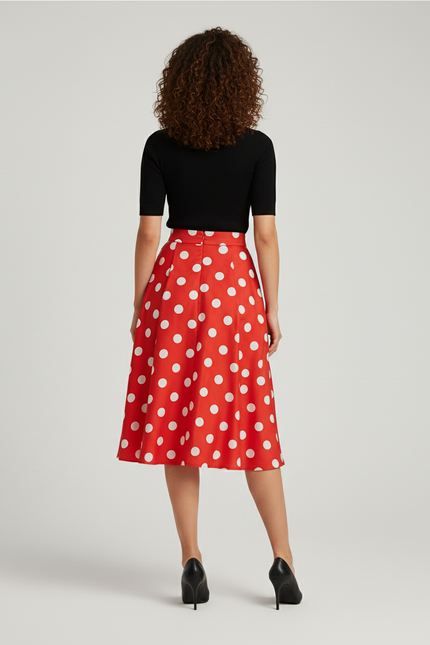 Jupe Patineuse Rouge Pois Blancs Élégante