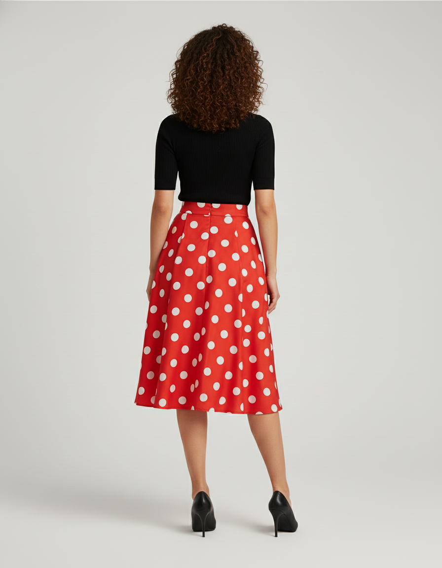 Jupe Patineuse Rouge Pois Blancs Élégante