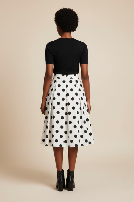 Jupe Patineuse Plissée À Pois Élégante