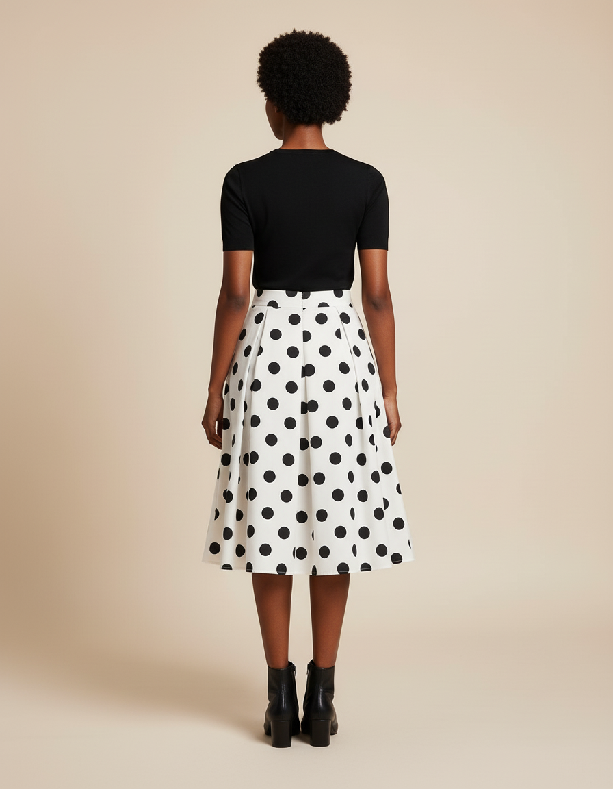 Jupe Patineuse Plissée À Pois Élégante